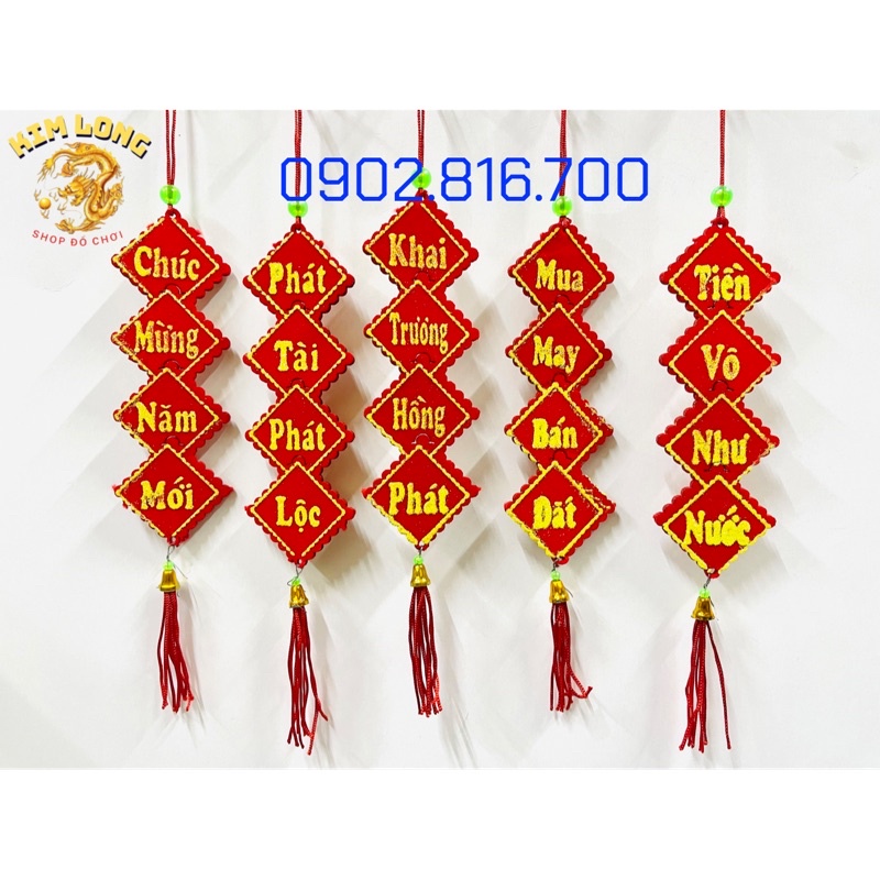 Set 5 Liễng nhung đỏ treo - Dây treo nhung đỏ treo cây mai - đào - tắc phụ kiện trang trí tết