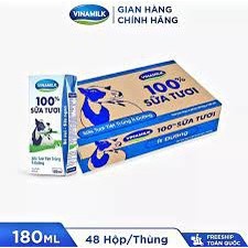 Thùng 48 Hộp Sữa Tươi Vinamilk 100% Ít đường 180ml.