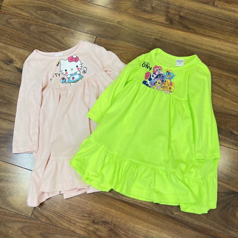 Váy cotton tay dài VNXK bé gái in hình Pony, Elsa, Minnie, Mickey, Kitty