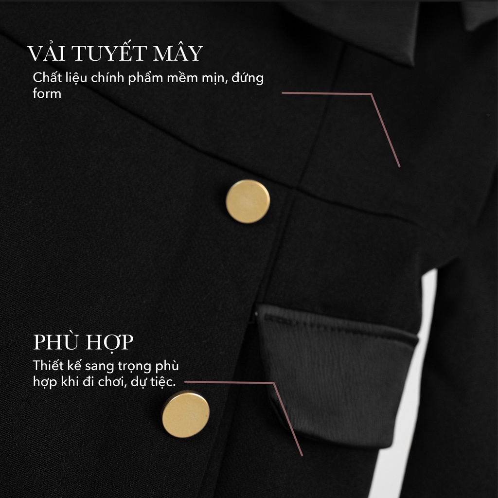 Váy đầm nữ trễ vai Daria Dress dài tay tiểu thư SOURIS BY G