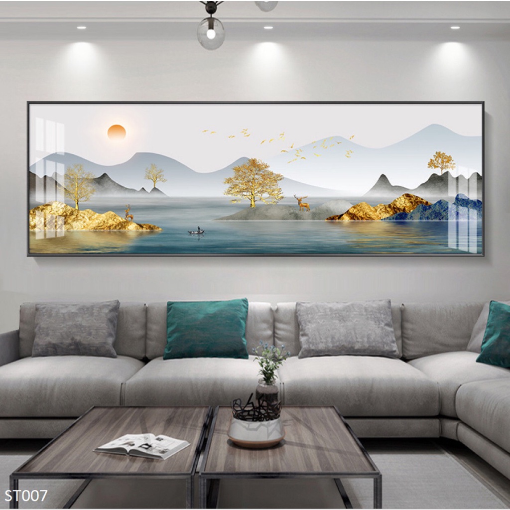 Tranh Sơn Thủy Hữu Tình, Khổ Ngang Tráng Gương   Treo Tường/Trang Trí Phòng Khách/  Làm Quà Tặng - Simplehouse