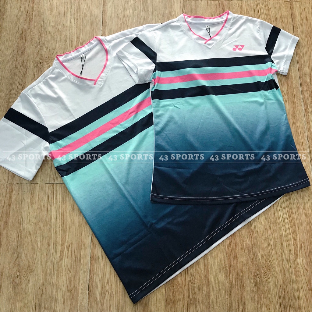 ÁO THỂ THAO YONEX NAM NỮ AC59 TRẮNG HỒNG, ÁO CẦU LÔNG YONEX NAM NỮ AC59 TRẮNG HỒNG