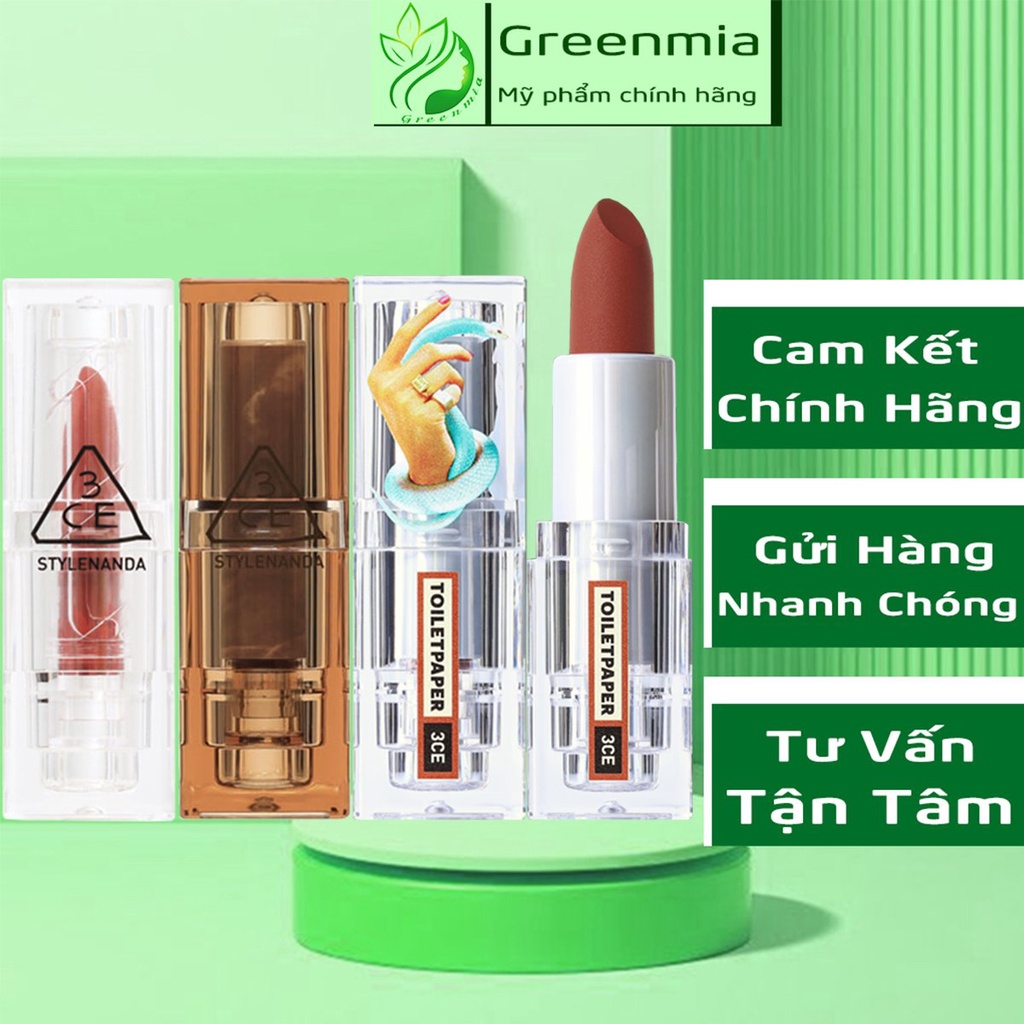 Son Thỏi Lì 3CE Soft Matte Lipstick 3.5g Trong Suốt Lên Màu Chuẩn Không Khô Môi