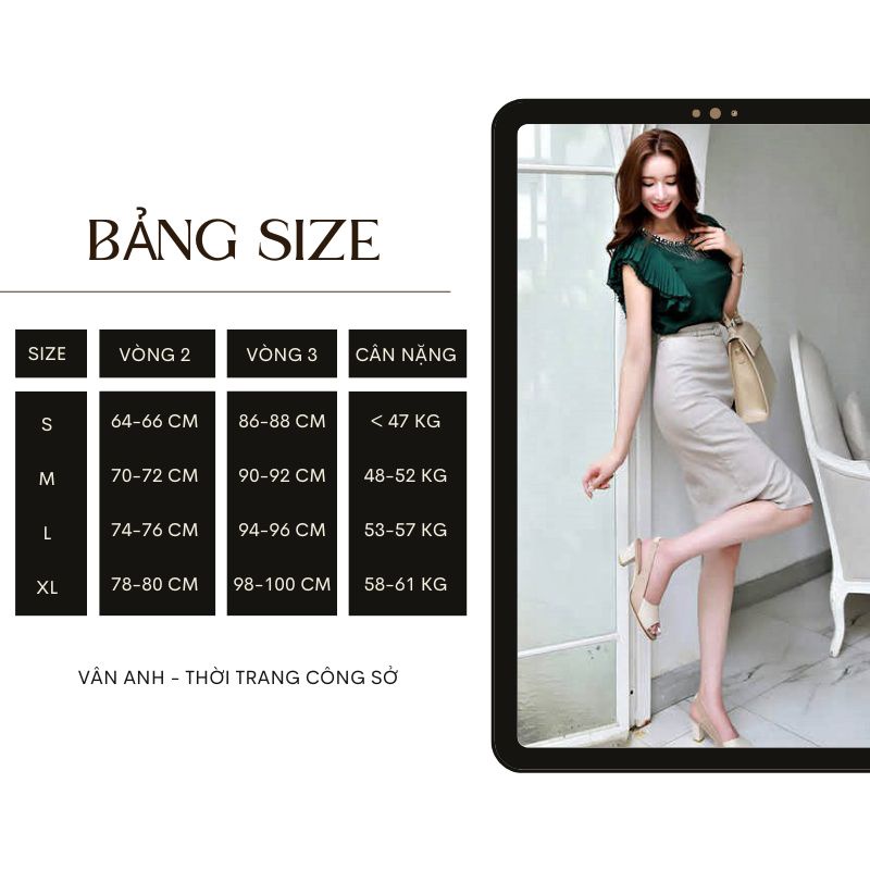 Chân váy bút chì công sở màu trắng dáng dài qua gối, không kèm thắt lưng - VannhShop CV0062