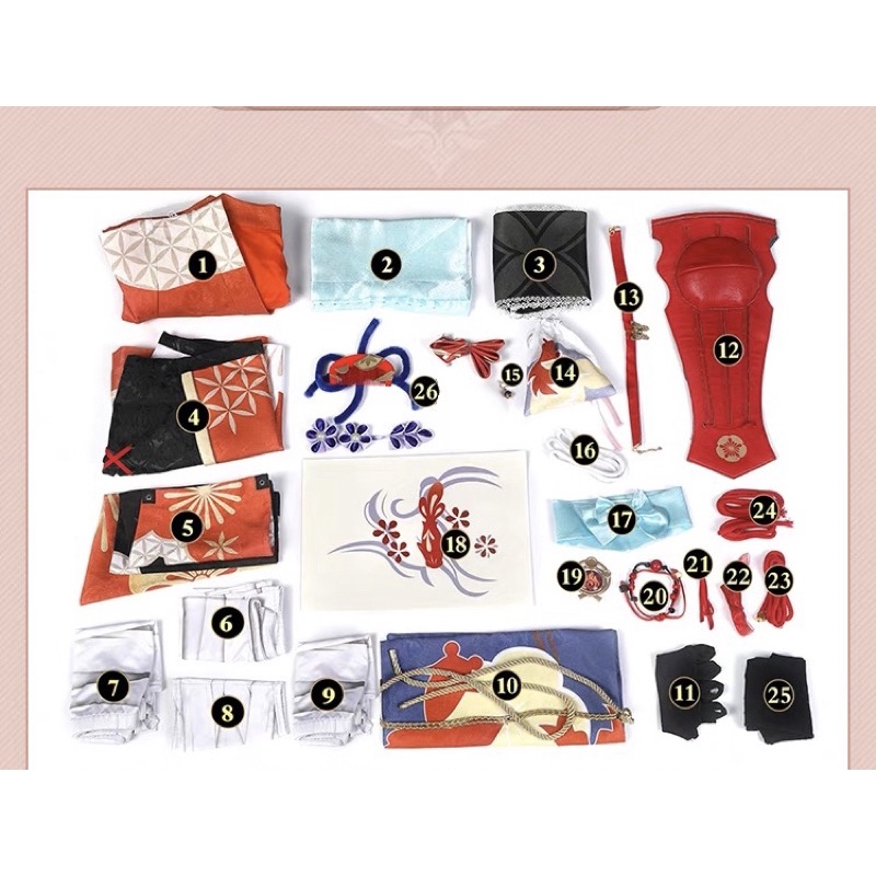 Sét cosplay nhân vật Yoimiya trong Genshin Impact