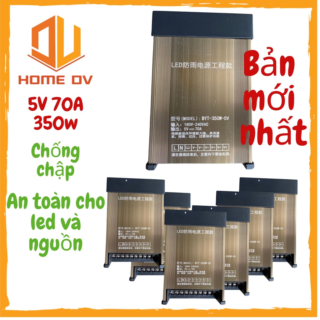 Nguồn 5V70A chố.ng nước vỏ nhôm ngoài trời làm 350w, bản mới có chống ch.ập