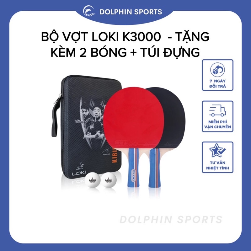 Bộ Vợt Bóng Bàn LOKI K3000 Luyện Tập 7 Lớp (Tặng Kèm 2 Bóng - Túi Đựng)
