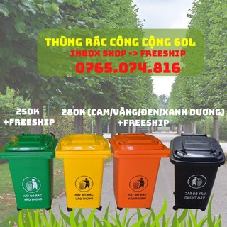 [LH SHOP FREESHIP] Thùng Rác Công Cộng Nhựa HPDE 60L - 4 bánh xe
