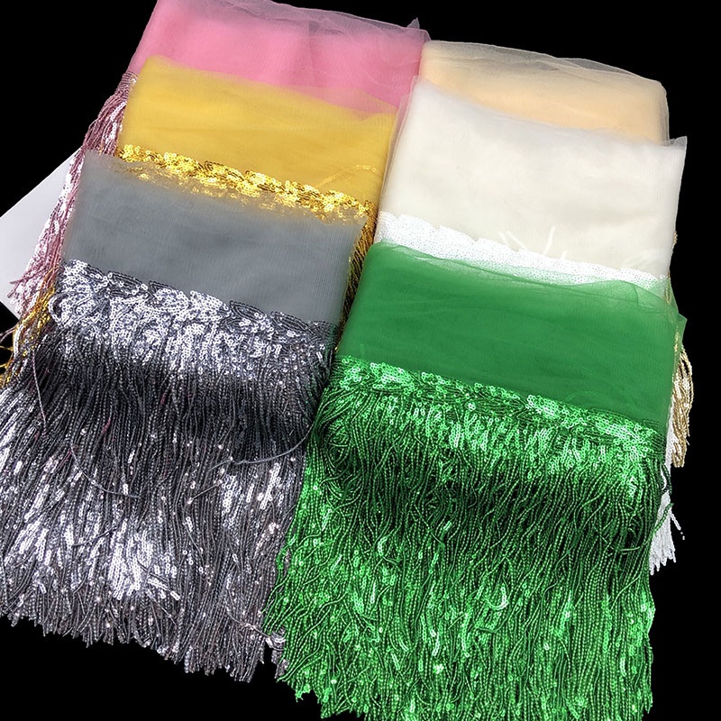 Dải Dây Tua Rua 10 yards 20cm Trang Trí Tiệc Khiêu Vũ Latin