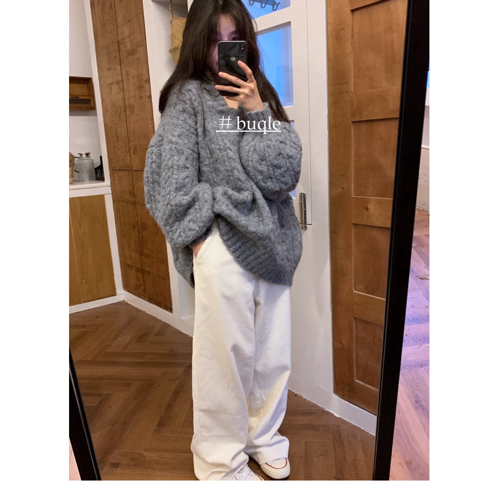 Áo Sweater Cổ Chữ V Dáng Rộng Chất Liệu Dày Dặn Thời Trang Thu Đông Hàn Quốc Mới 2022 Cho Nữ