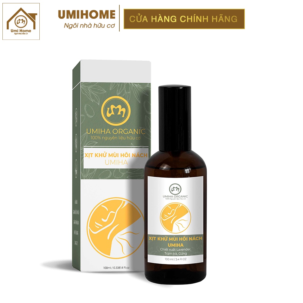 Xịt khử mùi hôi Nách hữu cơ UMIHOME 100ML | Khử mùi, khô thoáng, ngăn tiết mồ hôi hiệu quả