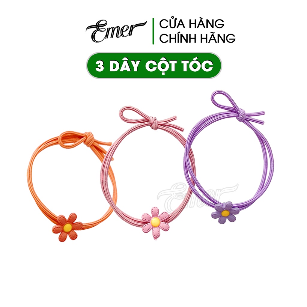 Combo 3 dây cột tóc hoa cúc siêu xinh, dây thun buộc tóc giao màu ngẫu nhiên Garin