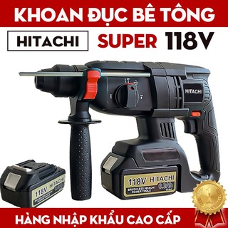 KHOAN PIN BÊ TÔNG HITACHI 118V KHÔNG CHỔI THAN, LÕI ĐỒNG 100%, 3 CHỨC NĂNG KHOAN