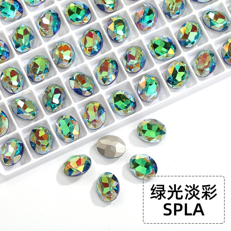 Mũi Khoan Kính Hình Oval K9 Tráng Men Đáy Nhọn Trang Trí Móng Tay Chất Lượng Cao DIY Mới