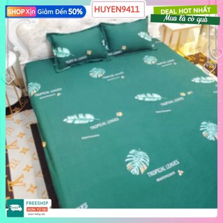 Bộ Ga Gối 3 Món 1m4x2m cotton poly,sẵn hàng-lá khoai đậm