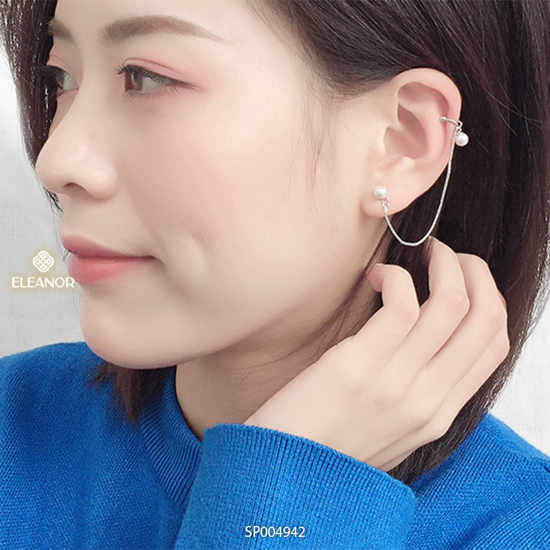 Bông tai nữ Eleanor Accessories gắn vành ngọc trai nhân tạo phụ kiên trang sức cá tính (1 chiếc)