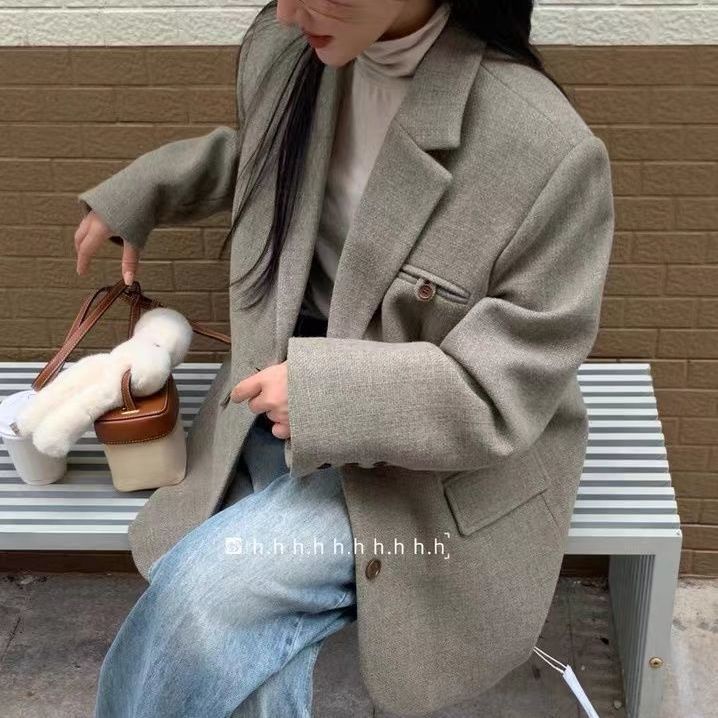 Áo Khoác Blazer Dáng Rộng Phong Cách Retro Thời Trang Mùa Đông 2022 Mới