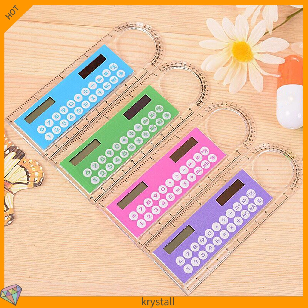 Thước Kẻ Mini Trong Suốt Sử Dụng Năng Lượng Mặt Trời Kèm Kính Lúp Tiện Dụng Cho Học Sinh