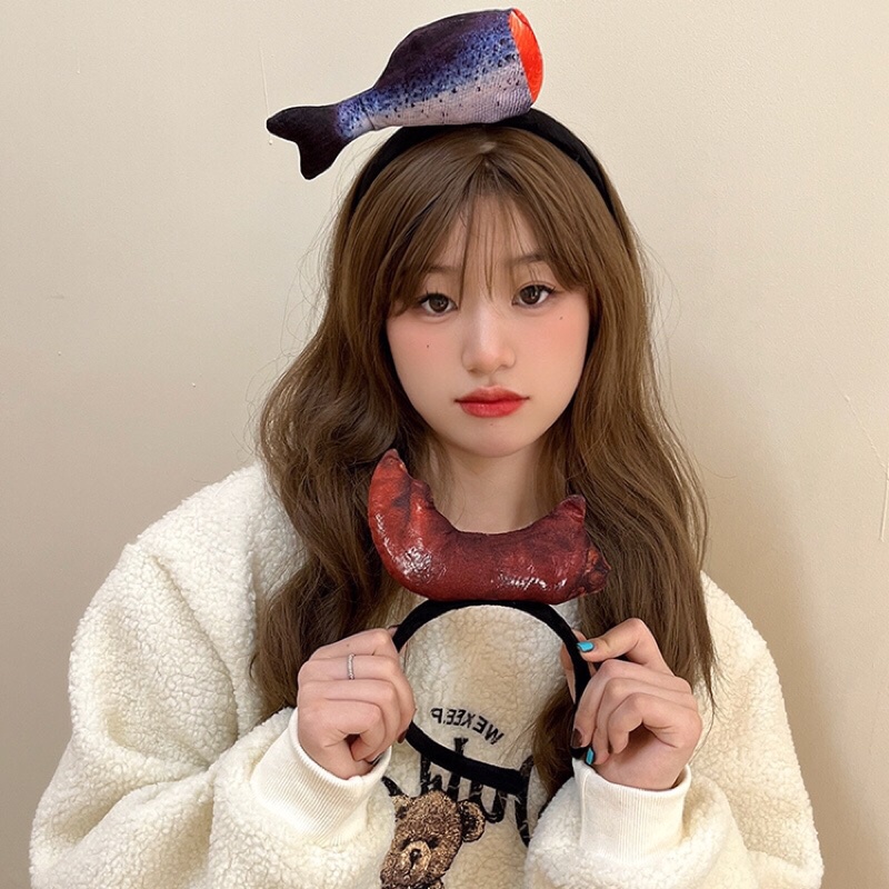 Bờm Cài Tóc Băng Đô Cute Ngộ Nghĩnh Vui Nhộn Hài Hước Hình Chân Giò, Cá Hồi