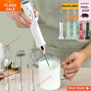 Máy tạo bọt sữa cà phê đánh trứng cầm tay kèm 3 đầu khuấy chạy điện 3 tốc độ chất lượng cao