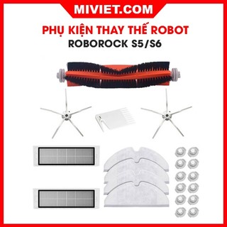 Bộ phụ kiện thay thế cho robot hút bụi lau nhà Roborock - Vải lau, chổi chính, chổi phụ, khay nước - Hàng chính hãng