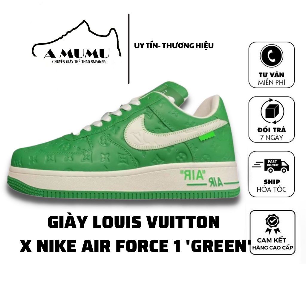 Giày sneaker air force1 lv bản xanh lá bản xịn,giày thể thao Af1 LV Xanh lá bản SC