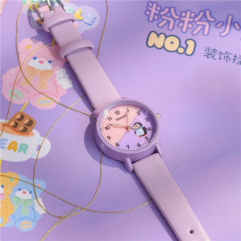 Đồng Hồ Trẻ Em Nữ Màu Tím Mơ Nhỏ Tinh Khiết 1120