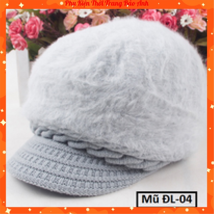 Mũ len lưỡi trai lông thời trang mùa đông nữ