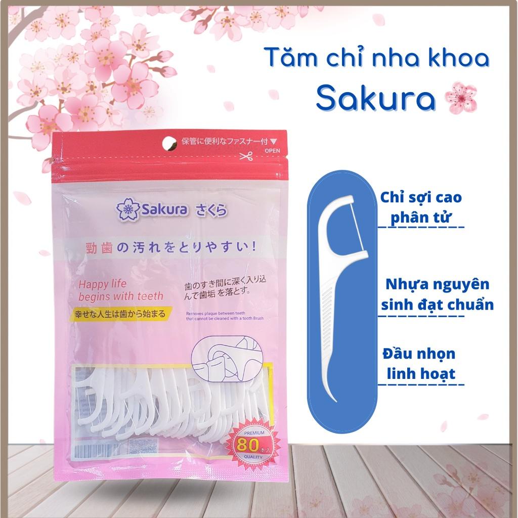 COMBO 3 Gói Tăm chỉ nha khoa Sakura (80 cây), loại bỏ mảng bám, tăm chỉ Nhật Bản -Loki
