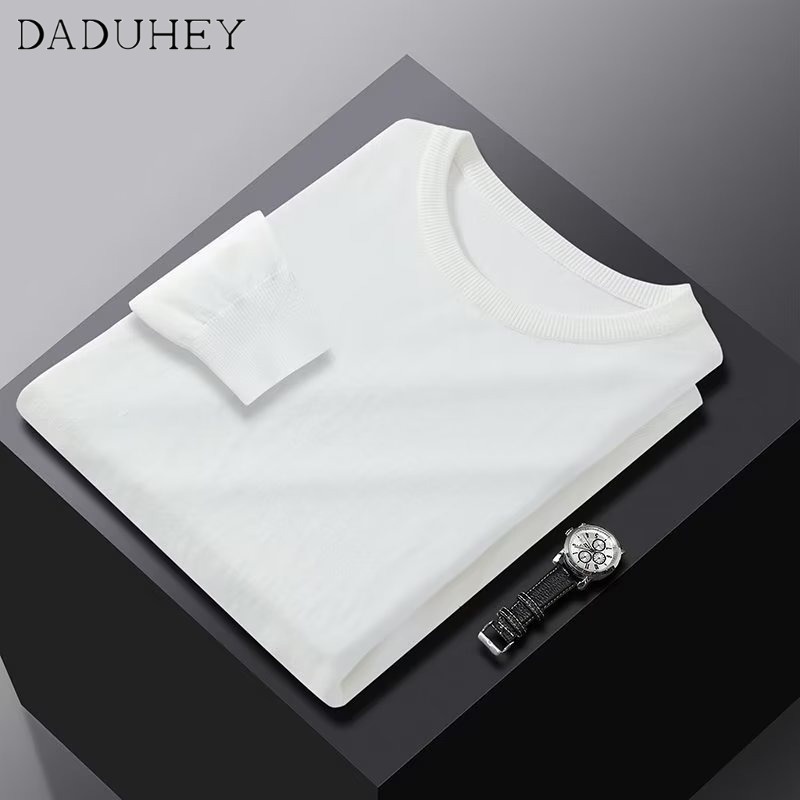 DaDuHey Men's 2022 New round Neck Sweater Autumn Loose Pullover Leisure Long Sleeve Bottoming Shirt