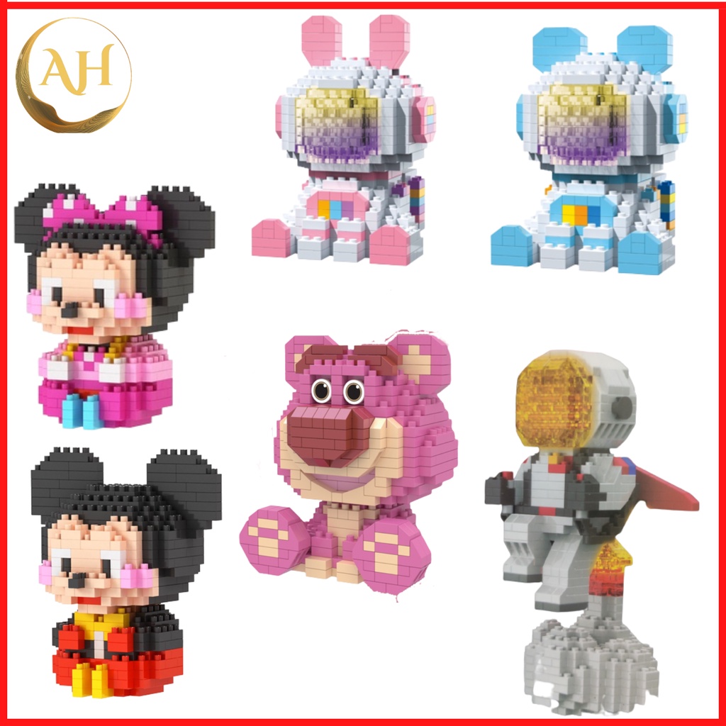Lắp ráp gép hình Gấu Lotso  Mô hình nhân vật hoạt hình dễ thương, quà tặng sinh nhật