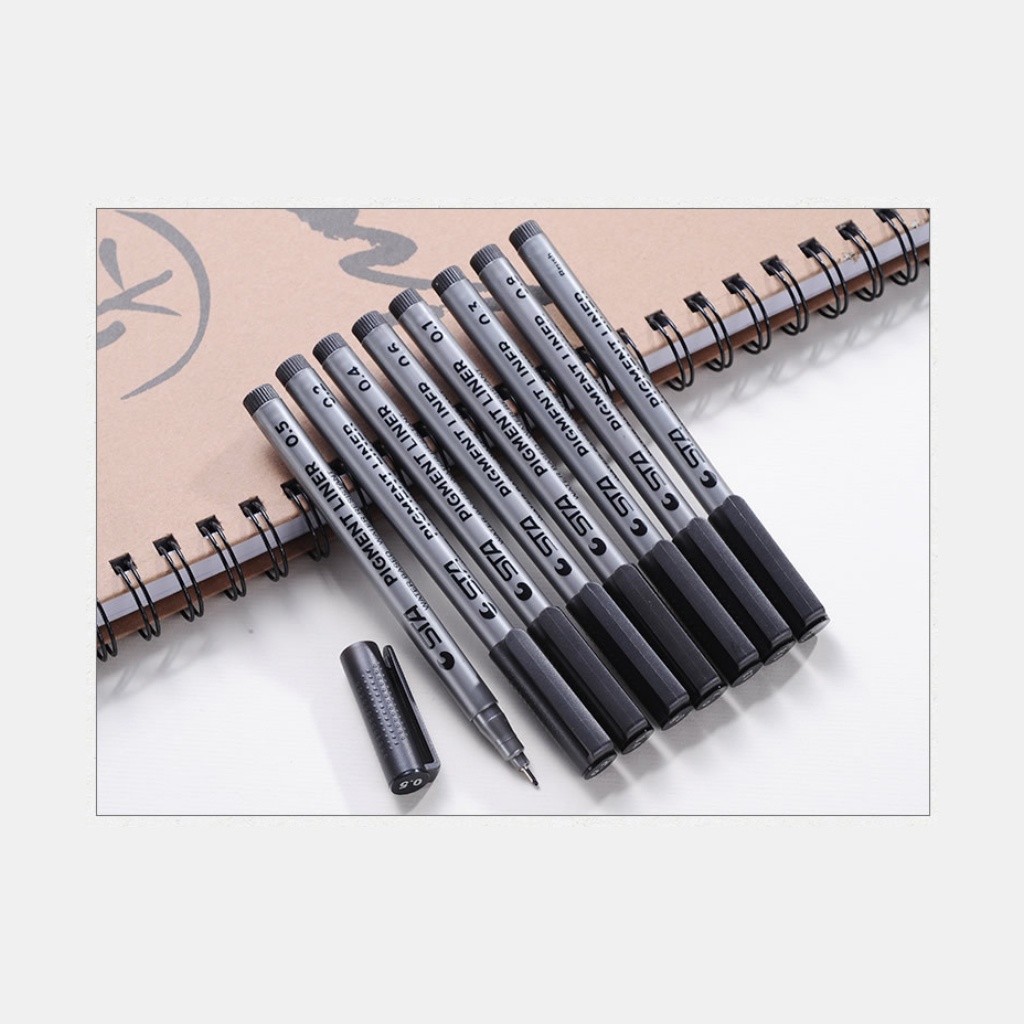 Bút/ Viết kim, viết đi nét, bút line màu đen kháng nước STA - 0.05/0.1/0.2/0.3/0.4/0.5/0.6/0.8/Brush