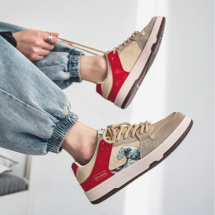 Giày sneaker thể thao da nam cao cấp D110, phong cách trẻ trung năng động, đế cao su non đi cực êm