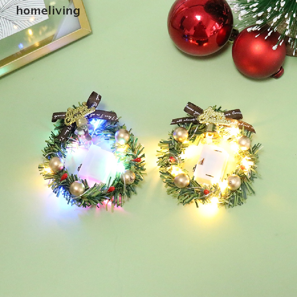 Vòng Hoa Giáng Sinh Có Đèn Tỉ Lệ 1: 12 1 / 6 Trang Trí Nhà Búp Bê