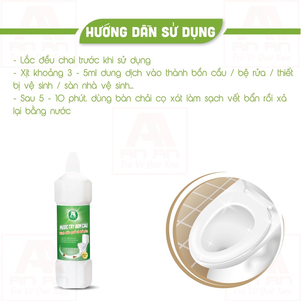 Nước Tẩy Bồn Cầu AN AN Bồ Hòn và Tinh Dầu Quế Diệt Khuẩn Khử Mùi - Vệ Sinh Nhà Cửa 100% Thiên Nhiên 1 Lít.