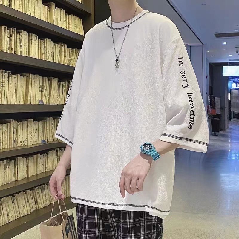 Áo Thun Tay Ngắn Cổ Tròn Dáng Rộng Thời Trang Mùa Hè Cho Nam