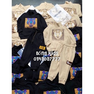 Bộ nỉ bé trai in hình gấu cổ lọ gj