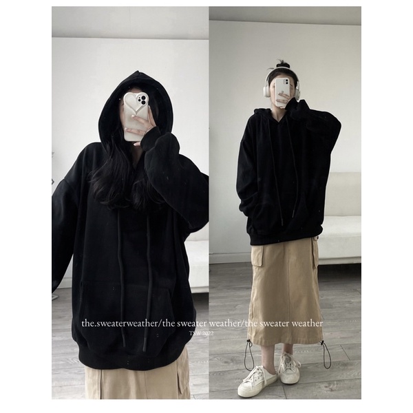 Áo hoodie trơn lót lông dây rút đũa 5 màu the.sweaterweather TSW (ảnh thật)
