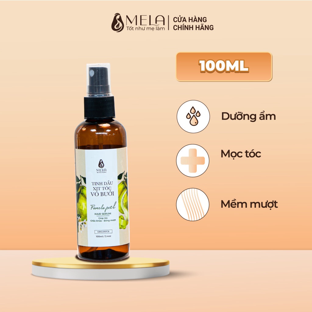 [Mã BMTTC60K giảm đến 60K đơn 50K] Xịt dưỡng tóc vỏ bưởi Mela 100ml tác dụng giảm gãy dụng và làm mượt tóc