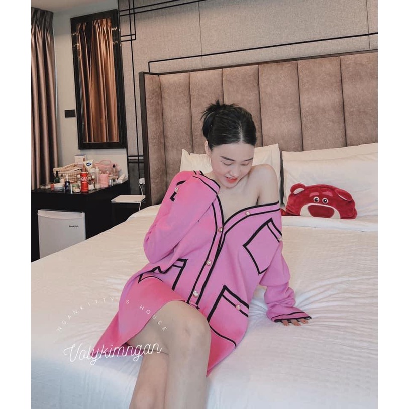 Set len túi hộp viền hồng