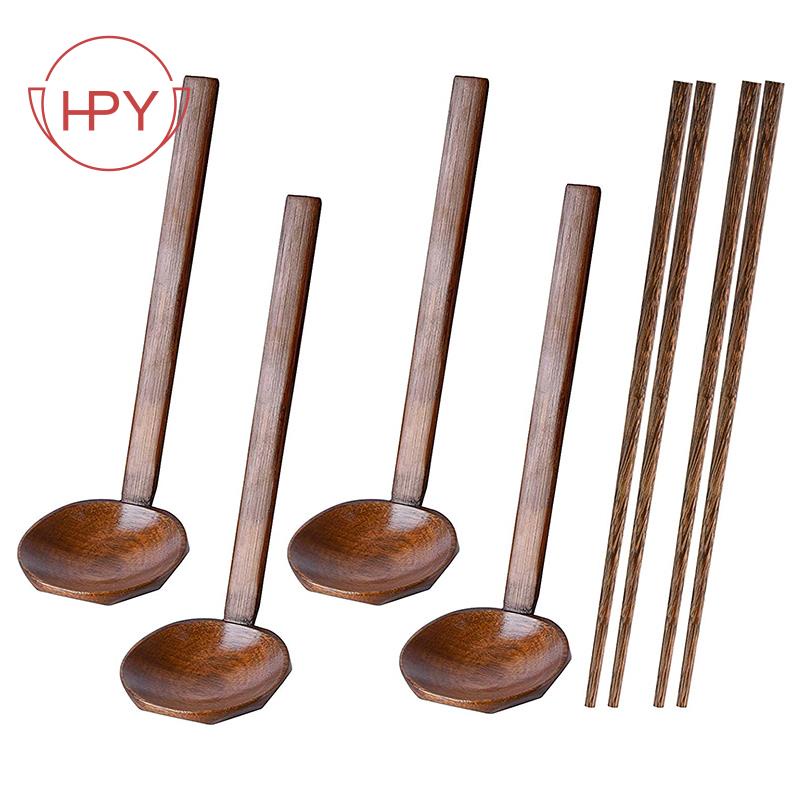 Set 4 Muỗng Gỗ Cán Dài Hình Rùa Biển Phong Cách Nhật Bản