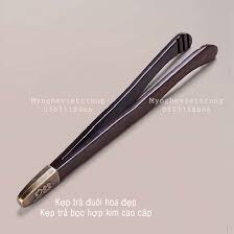 Kẹp gắp chén trà đạo hoạ tiết đẹp, kẹp gỗ gắp chén màu nâu đẹp