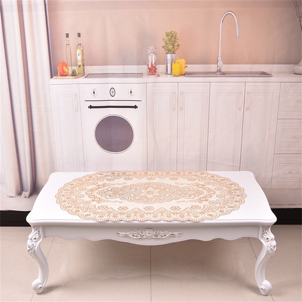 Khăn Trải Bàn Bằng Vải Lanh Cotton Phối Ren Chống Bụi Chống Trượt Mềm Mại