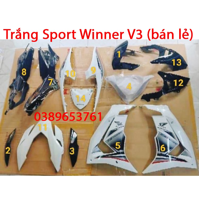 Dàn áo Winner X 2022/ Winner X V3 Trắng Sport (bán lẻ)