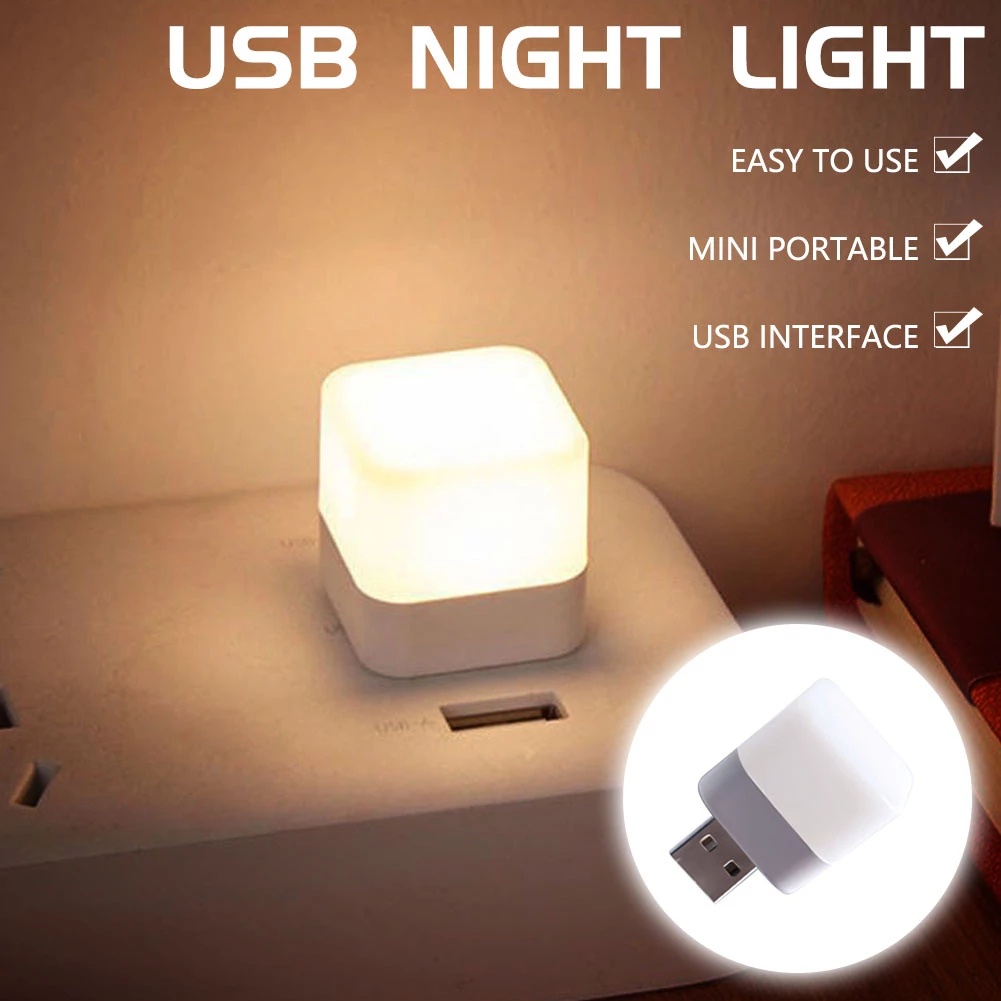 Đèn LED Vuông Mini 5V Cổng USB Tiết Kiệm Năng Lượng Trang Trí Phòng Ngủ Cho Bé Gái