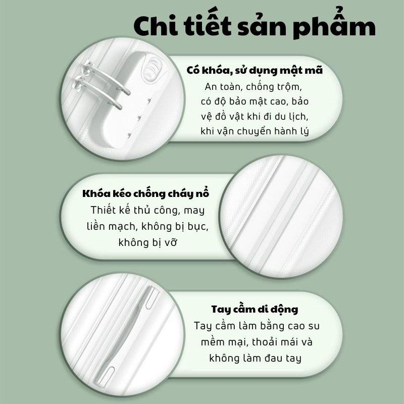 Vali Du Lịch Kéo Tay Vali Cao Cấp Màu Siêu Xinh SUN.Z