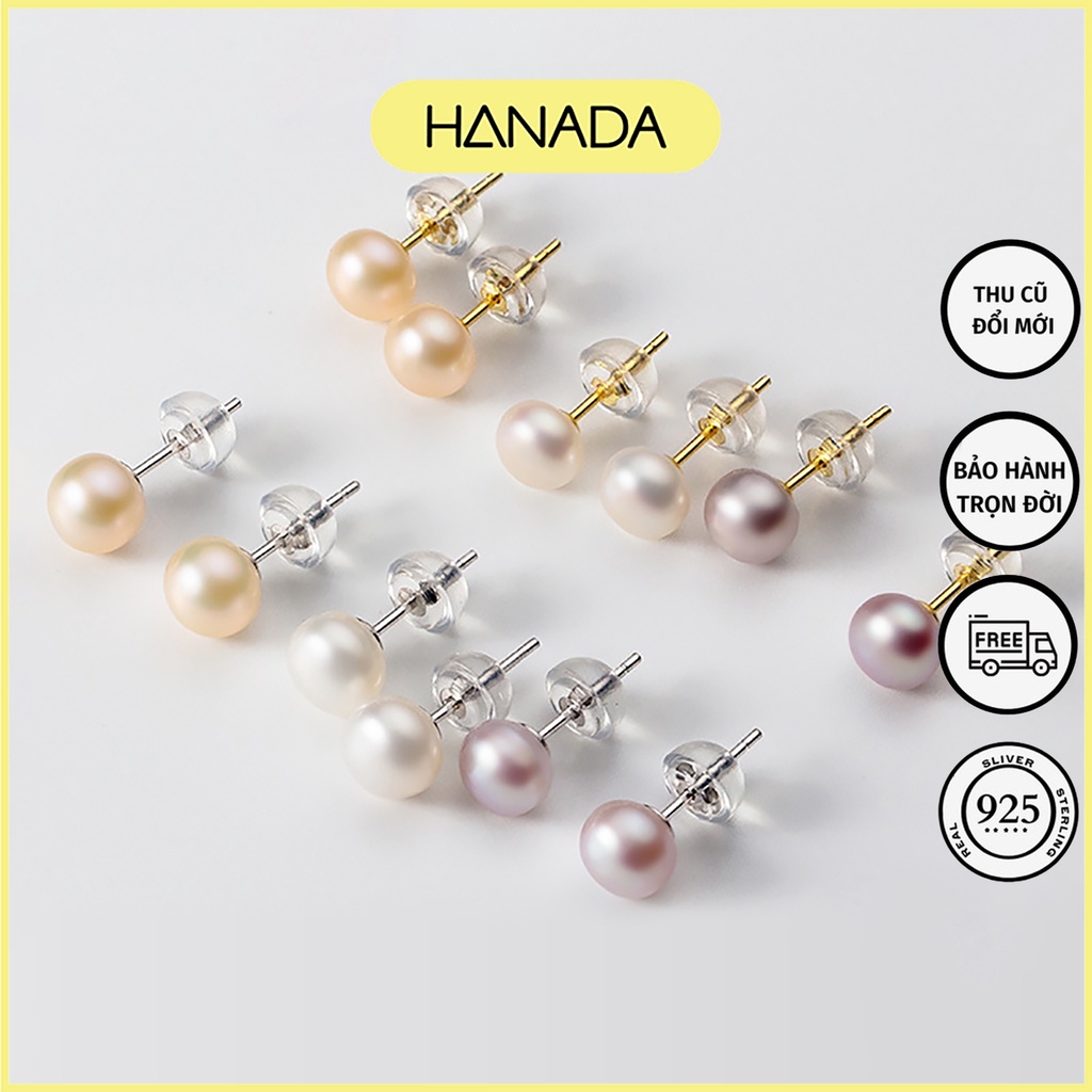 Bông Tai Bạc 925 Hanada Khuyêntai N.g.ọ.c T.r.a.i Đơn Giản Phong Cách Cổ Điển Sang Trọng 0752 A12 - A17