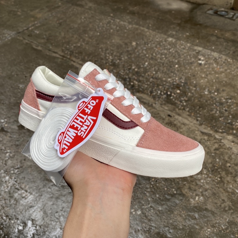 Giày Vanss trắng Hồng nữ loại đẹp J2404 Omen Sneaker