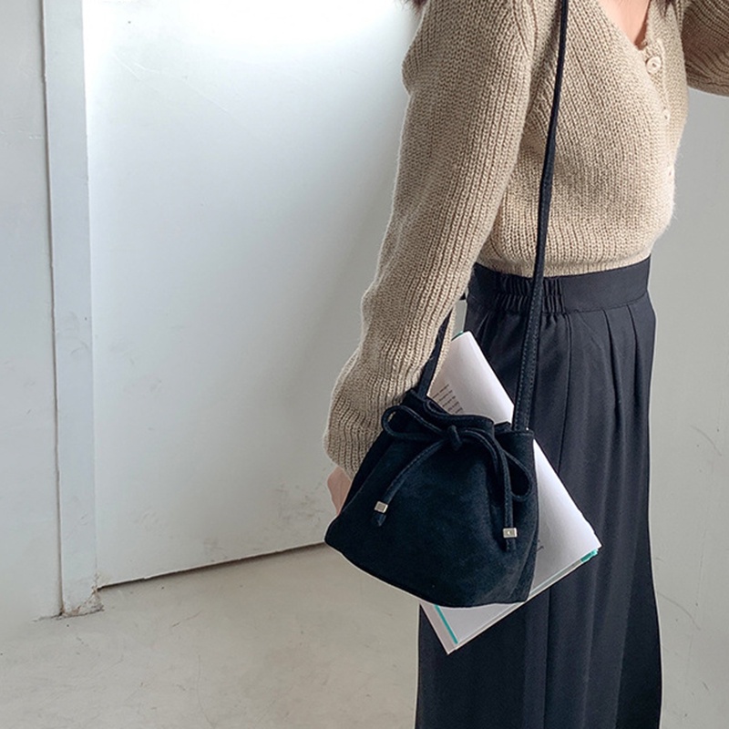 Túi bucket mini Dây Rút Đa Năng Phong Cách retro Cho Nữ