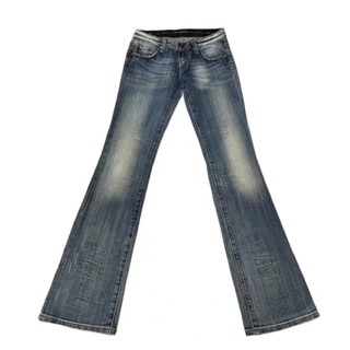 [Sẵn 2] Quần ống loe lưng thấp cạp ngắn ống loe Y2K USUK nhẹ cổ điển cạp thấp nữ quần jean đáy ngắn ngang eo dưới rốn